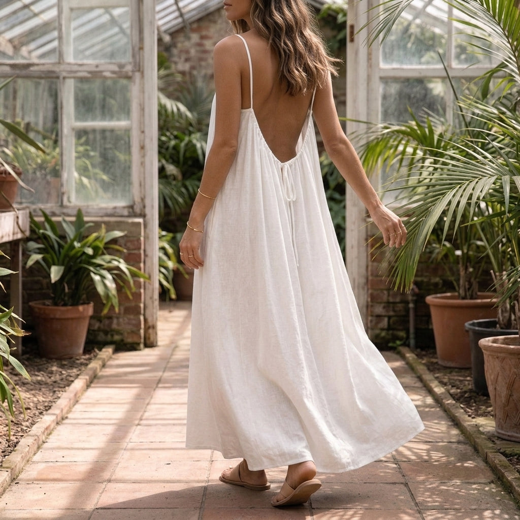 Willa Backless Maxi Dress - Blanc