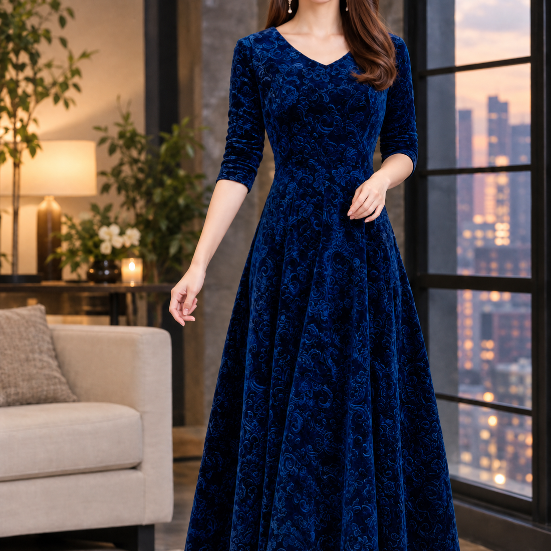 Kelsey Flared Maxi Dress - Blue