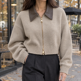 Francesca-Belle Collared Sweater - Khaki