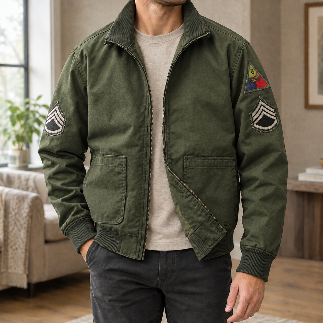 Colin Military Jacket - Army Green