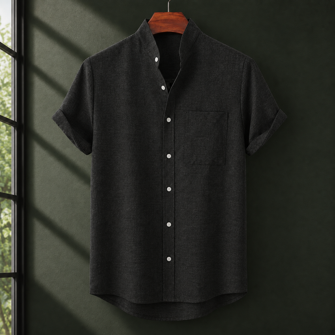 Beckett Stand Collar Shirt - Black