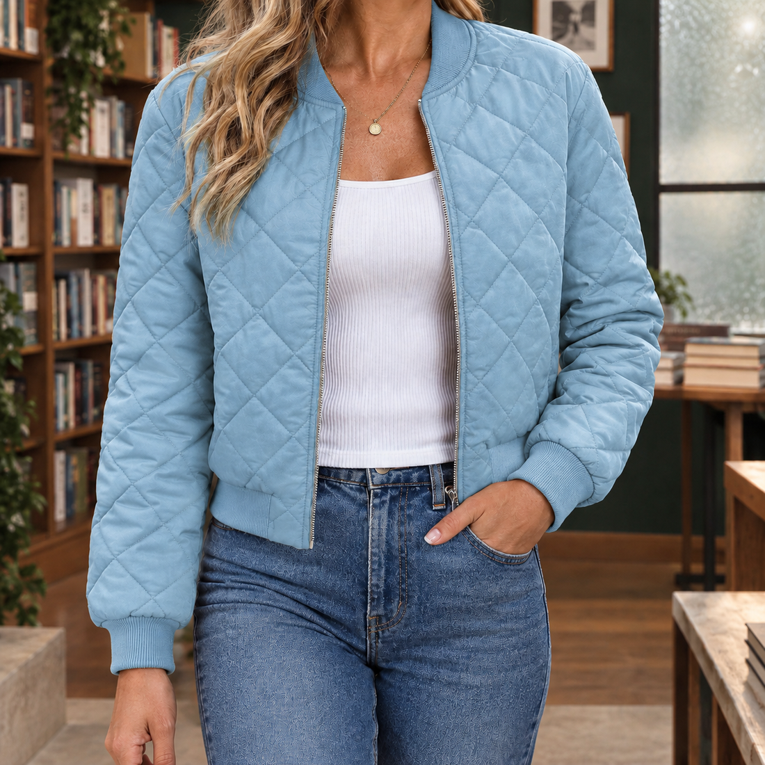 Ingrid-Hope Quilted Jacket - Light Blue