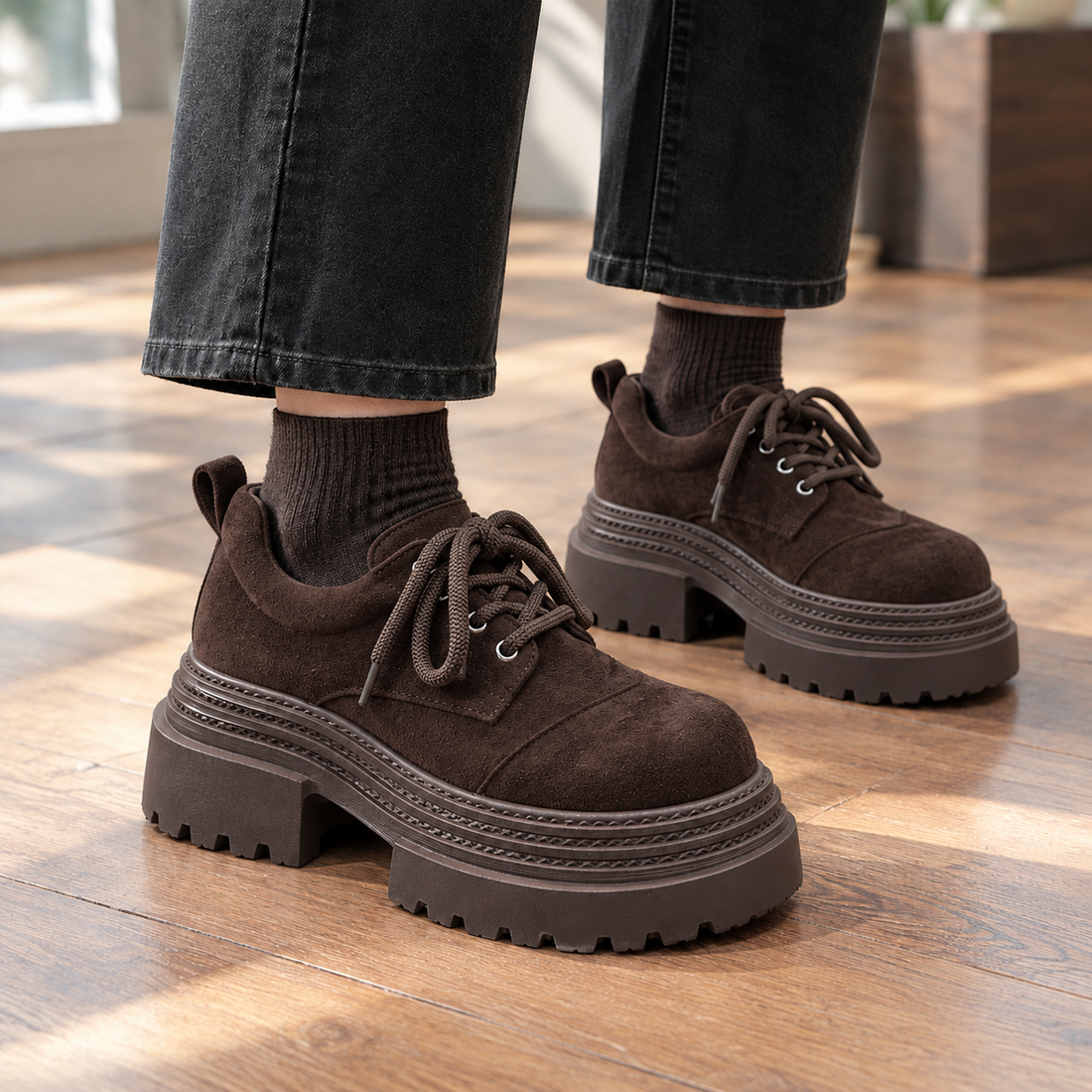 Tornabuoni Platform Derby Shoes - Coffee