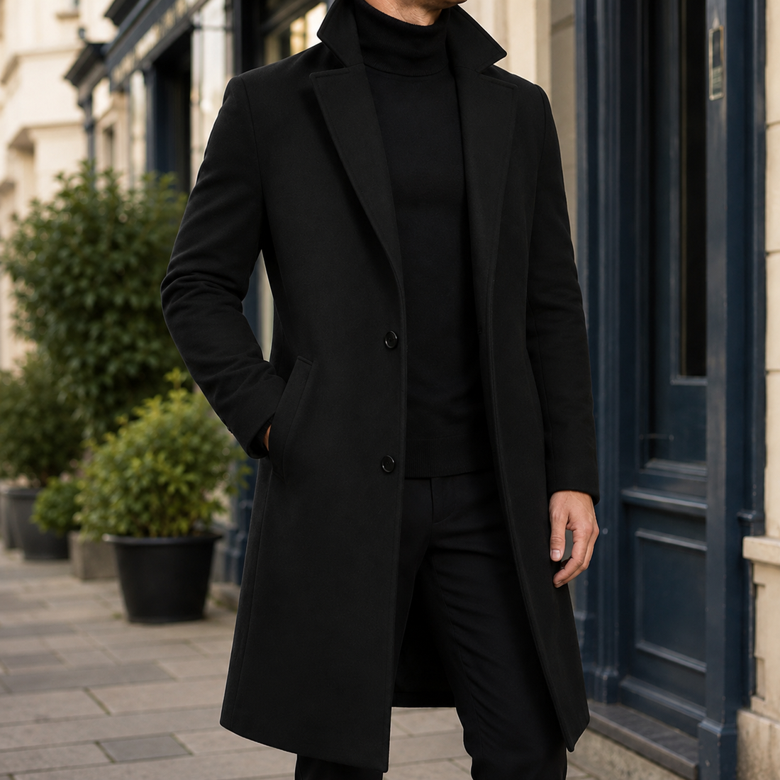 Octavian Tailored Overcoat - Black