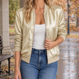 Lisandra-Elise Zip Bomber Jacket - Gold
