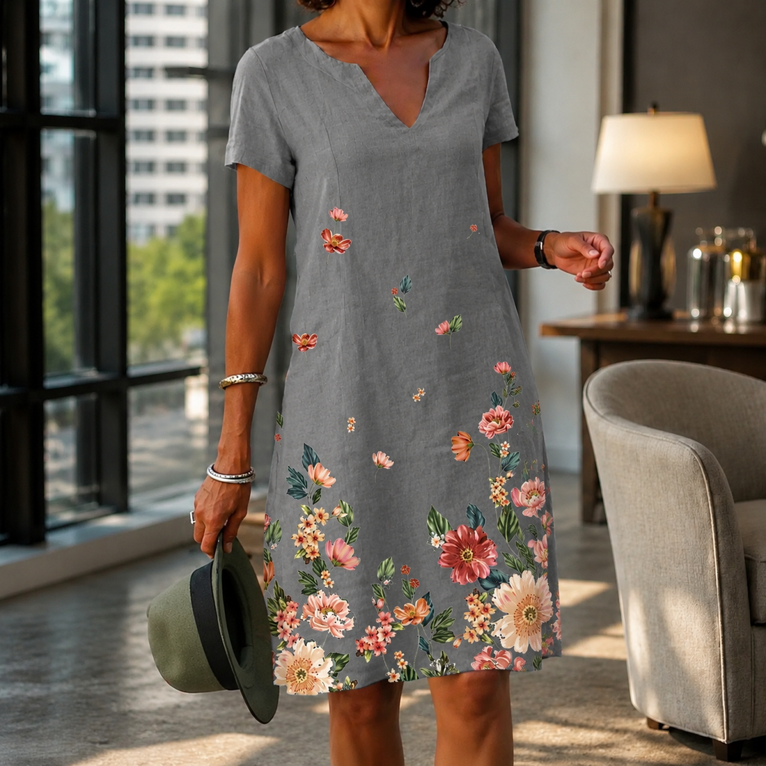Vera-Louise A-Line Dress - Gray
