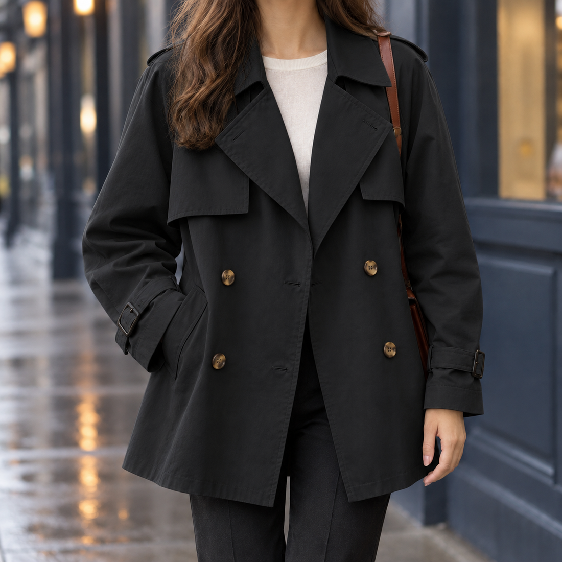 Annalise Double Breasted Jacket - Black