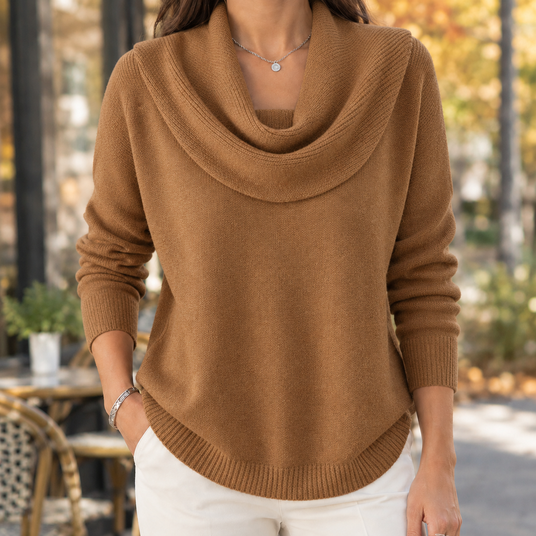Tiffany-Marie Cowl Neck Sweater - Brown