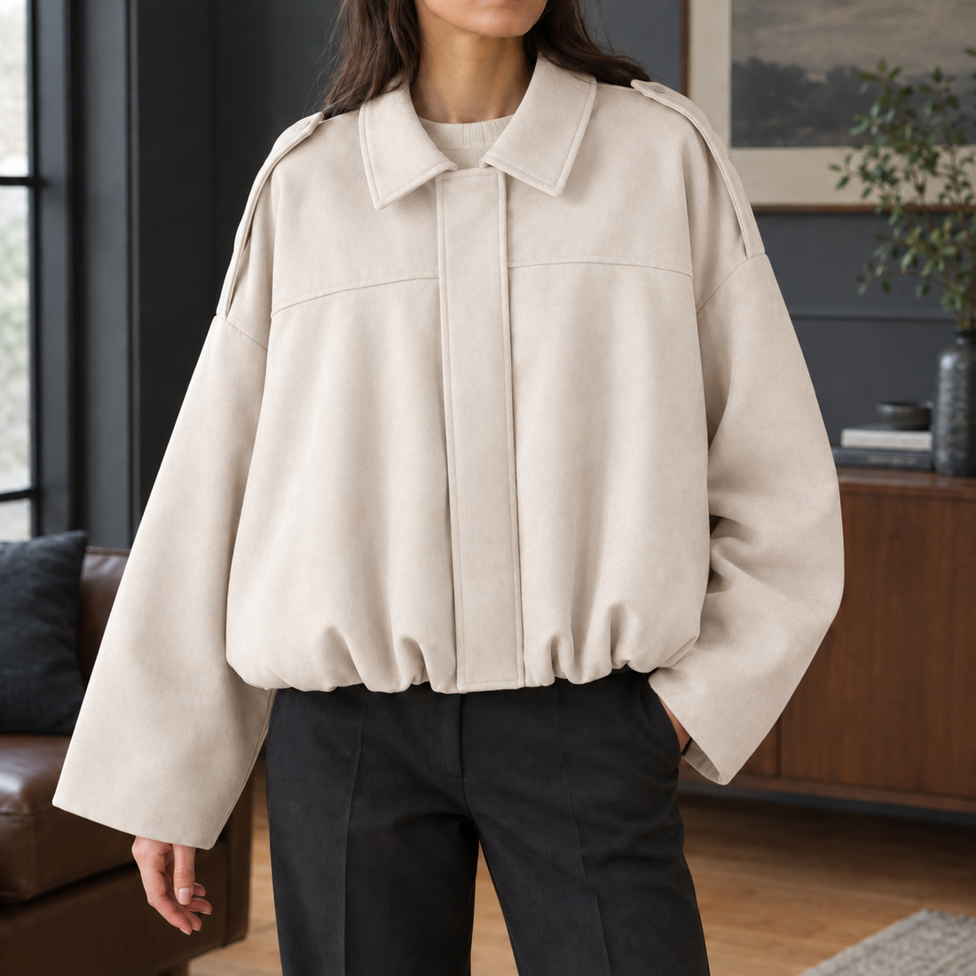 Salome Cashmere Bomber Jacket - Off White