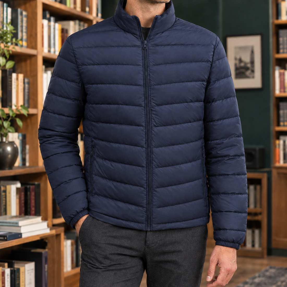 Reinhold Quilted Jacket - Navy Blue