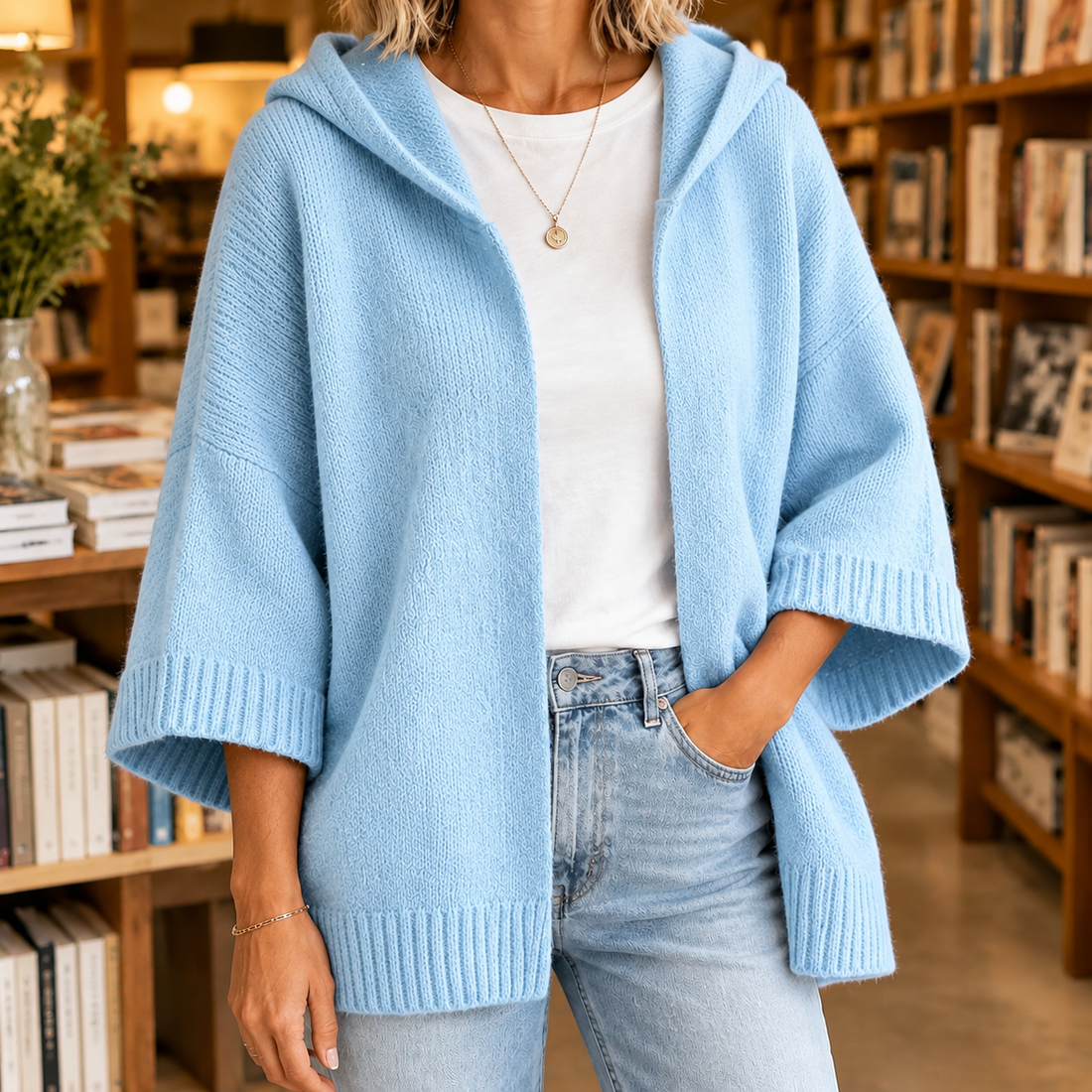 Saskia-Faye Hooded Sweater - Sky Blue