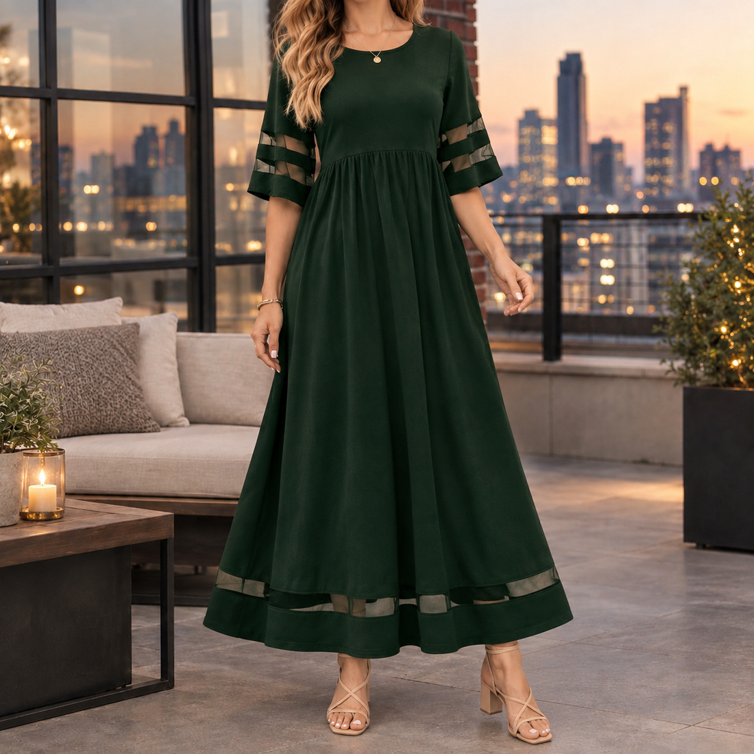 Ilaria-Skye Empire Maxi Dress - Green