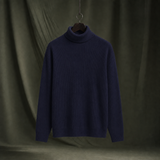 Sylvester Ribbed Turtleneck Sweater - Navy