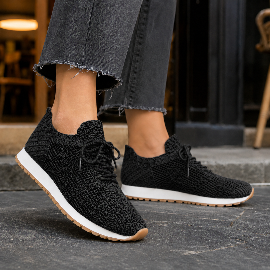 Lucca Woven Sneakers - Black