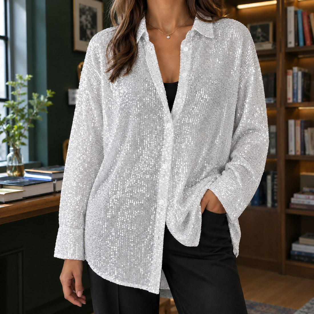 Calla-Rae Sequin Shirt - White