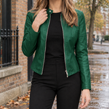 Gloria-Jane Leather-Look Jacket - Green