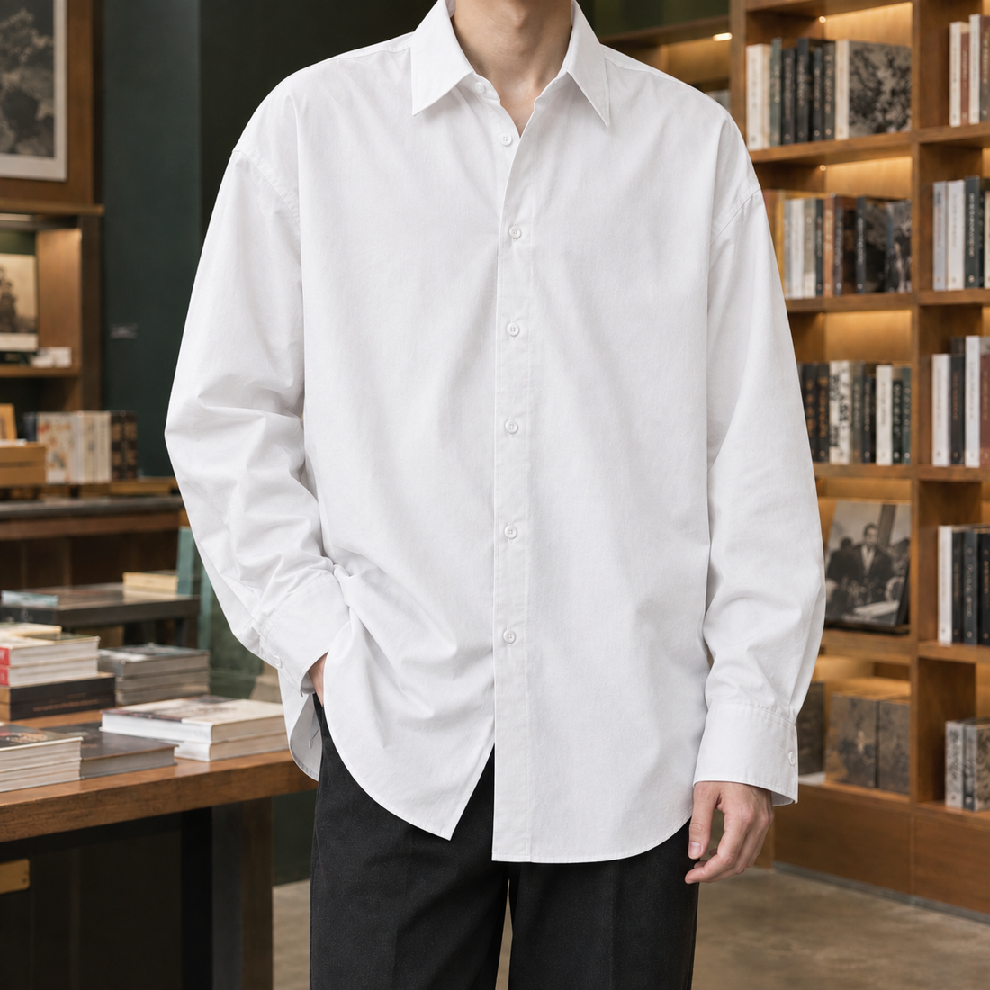 Vidal-Grey Relaxed Shirt - White