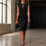 Colette-Marie Draped Pencil Dress - Black
