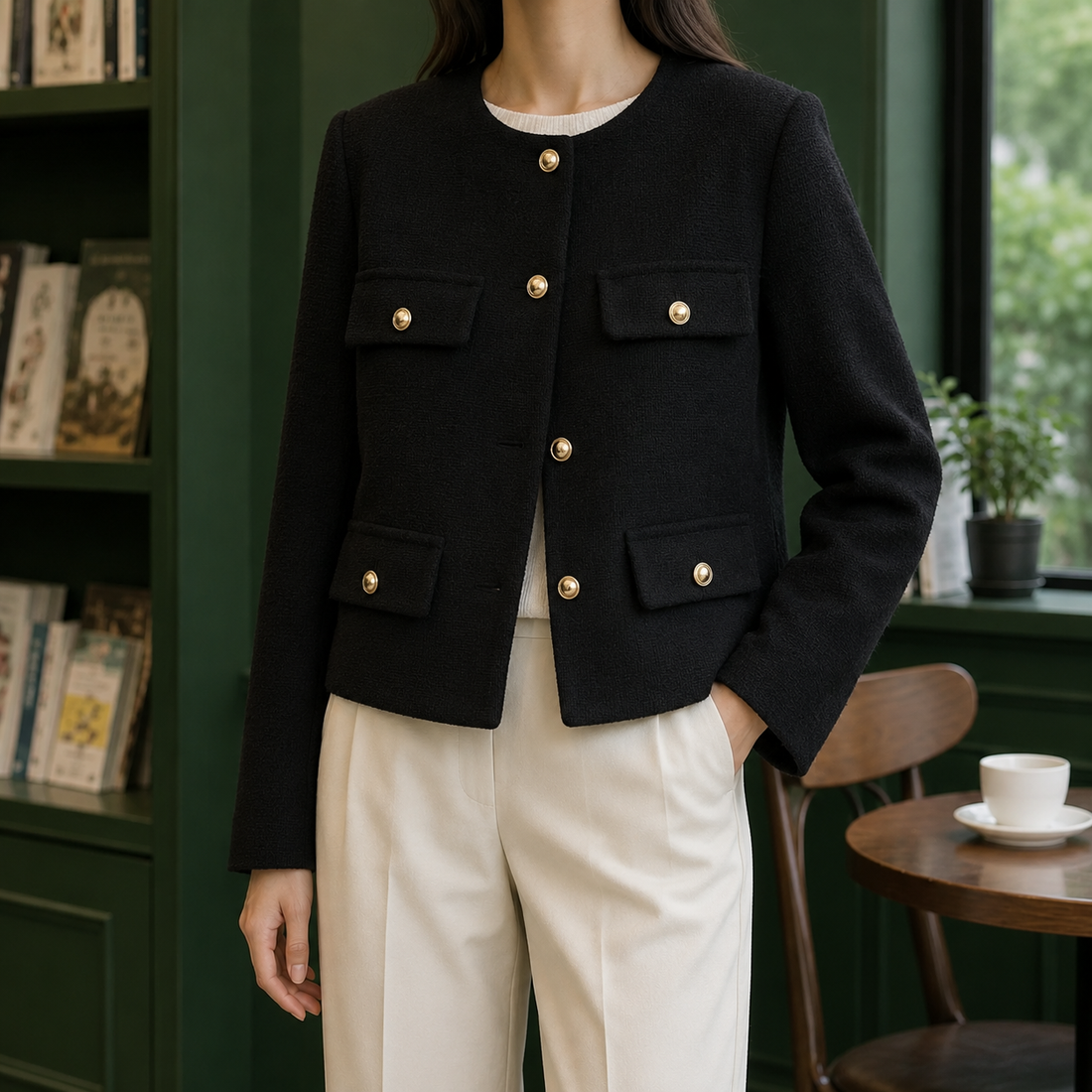 Mina-Rae Cropped Jacket - Black