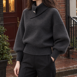 Halcyon Foldover Collar Sweater - Dark Gray