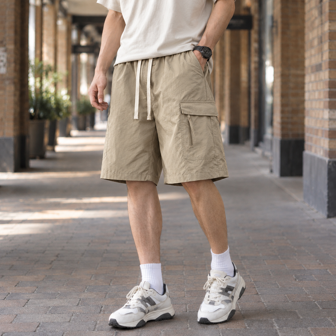 Damaso Relaxed Cargo Shorts - Khaki