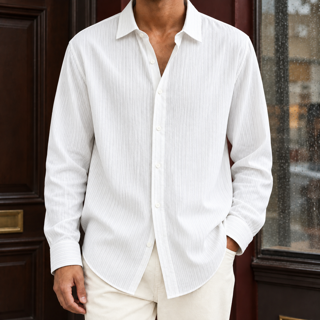 Lewis Striped Shirt - White