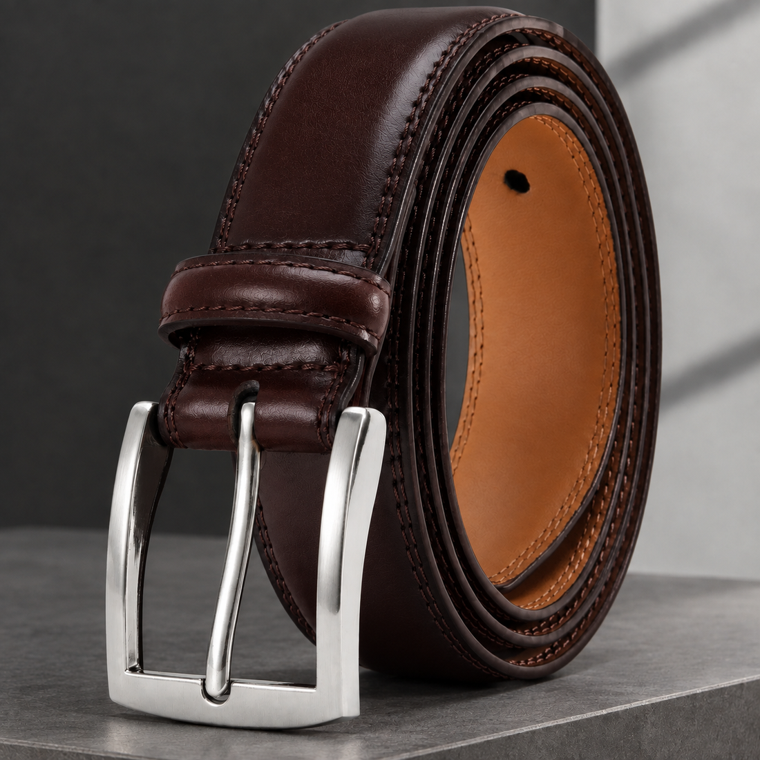 Angelini Leather Belt - Dark Brown