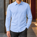 Alfred-Grey Cotton Blend Shirt - Blue