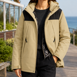 Calla-Faye Hooded Ski Jacket - Khaki Black
