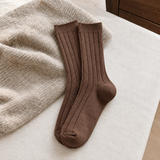 Alina-Marie Ribbed Cashmere Socks - Coffee