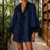 Eva-Claire Ruffle Mini Dress - Navy
