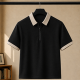 Barnaby Quarter Zip Polo - Black