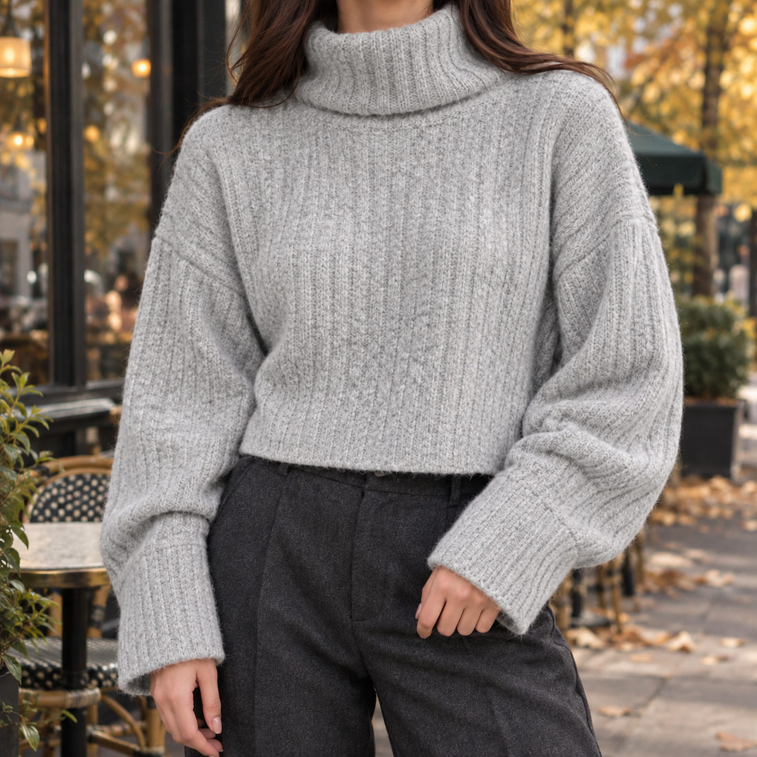Lorelai-Jade Turtleneck Sweater - Gray