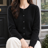 Lorelai-Sage Round Neck Cardigan - Black