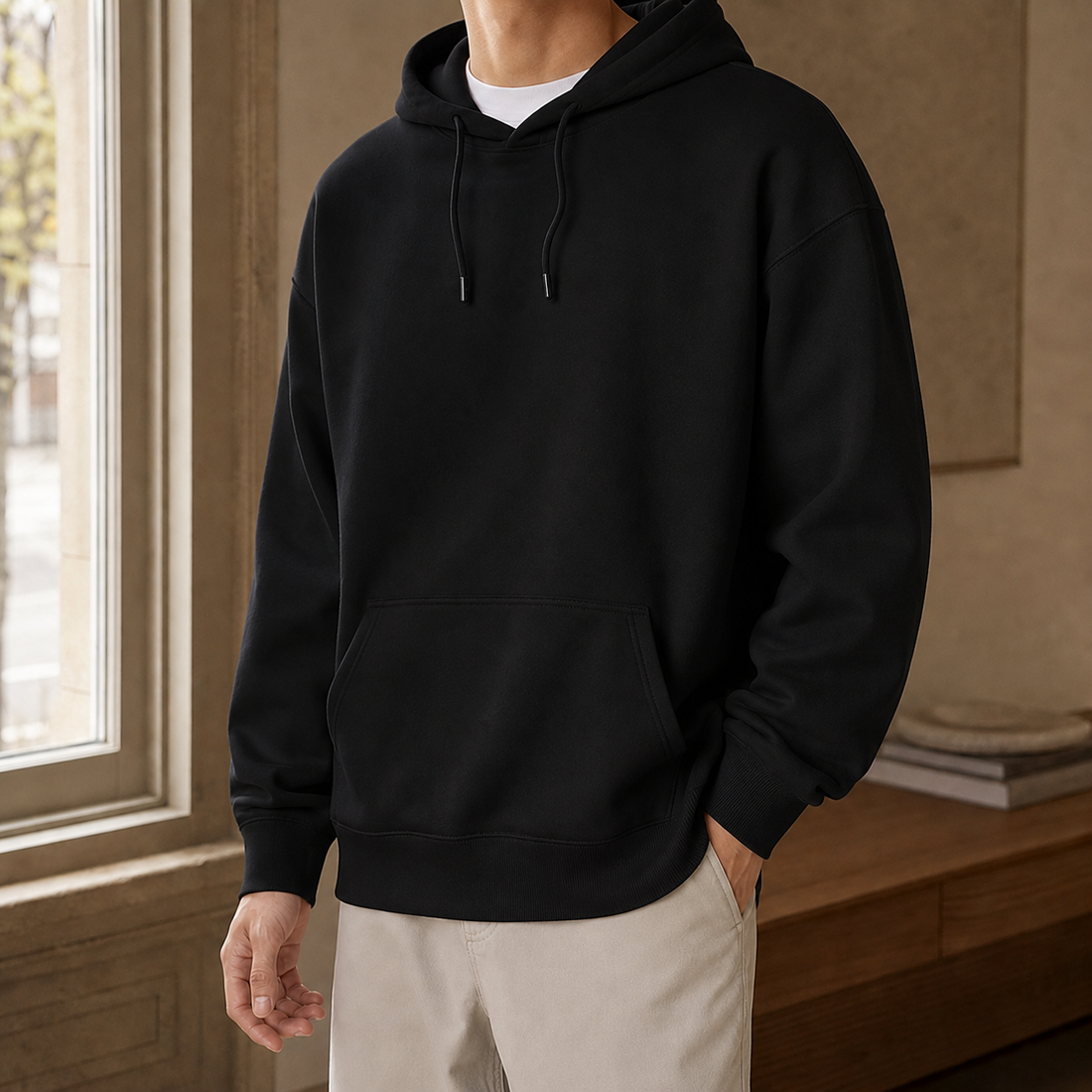 Idris-York Relaxed Hoodie - Black
