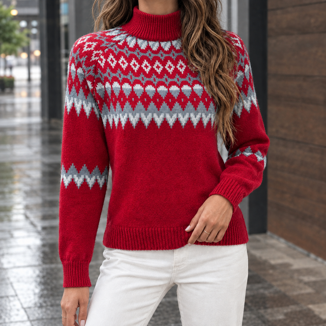 Becca-Louise Fair Isle Sweater - Red