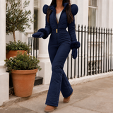 Maxine-Kate Quilted Jumpsuit - Navy Blue