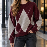Nadia-June Argyle Sweater - Burgundy