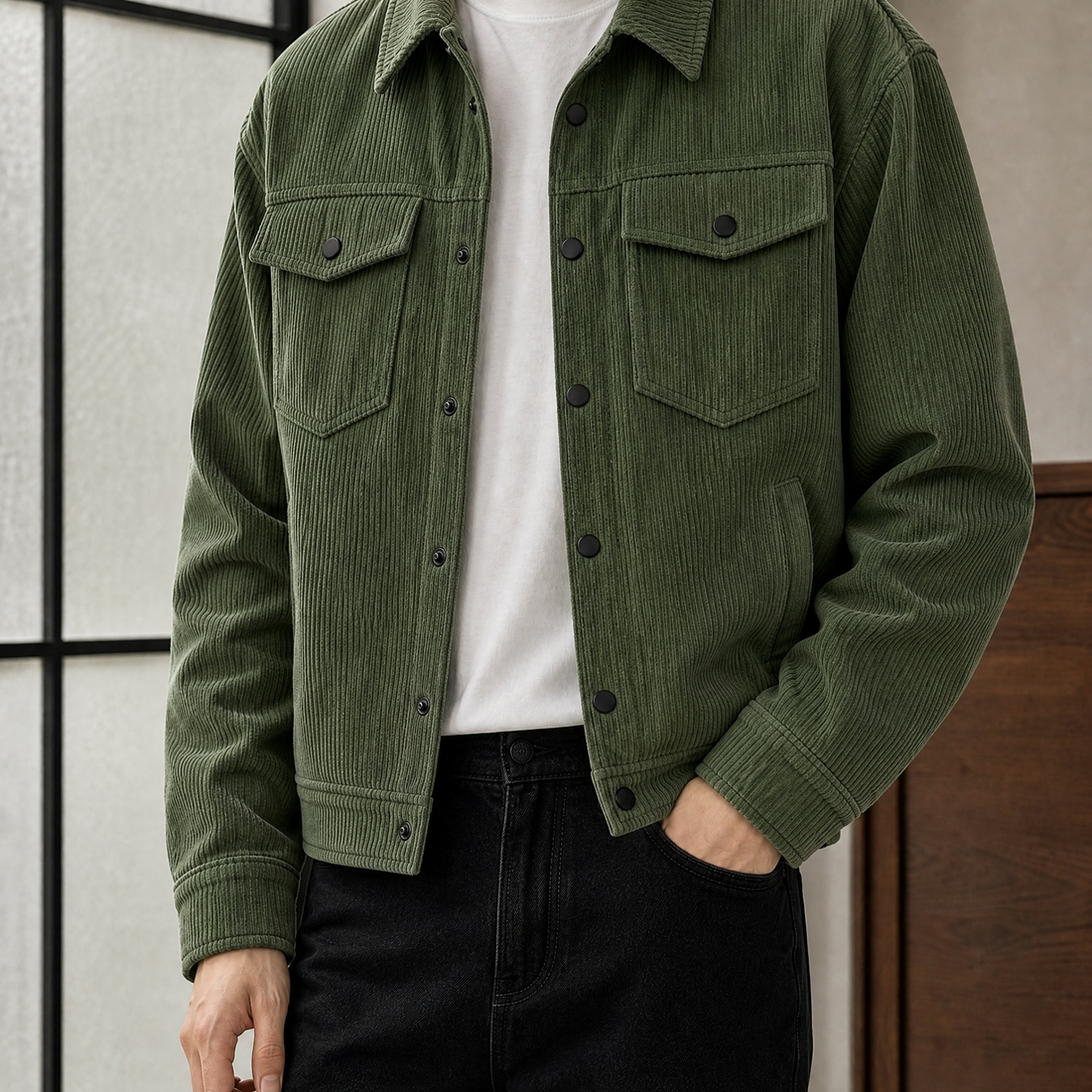 Nash-Flynn Trucker Jacket - Army Green