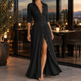 Thalia-Grace Button-Front Maxi Dress - Black 2