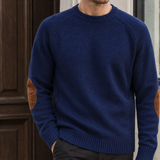 Silvain Elbow Patch Sweater - Blue
