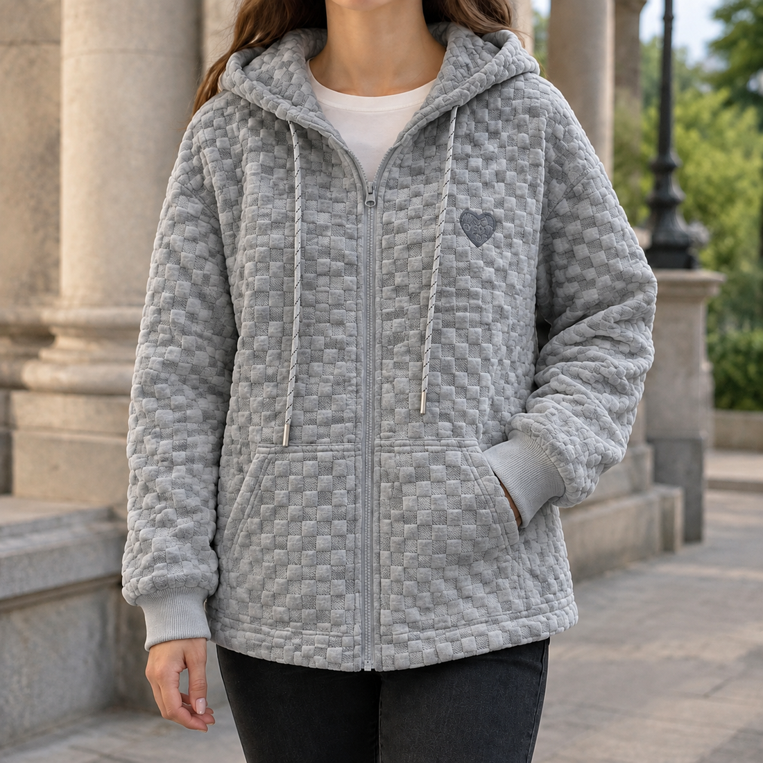 Melisande Waffle Jacket - Gray