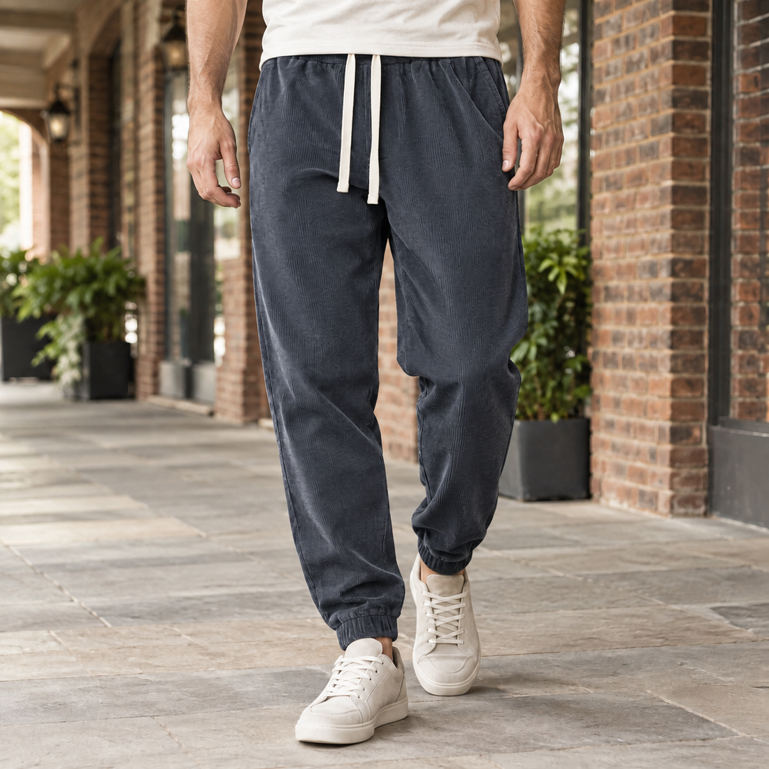 Simon Tapered Joggers - Dark Gray Corduroy