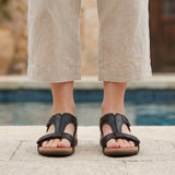 Sienna Hook-and-Loop Sandals - Black