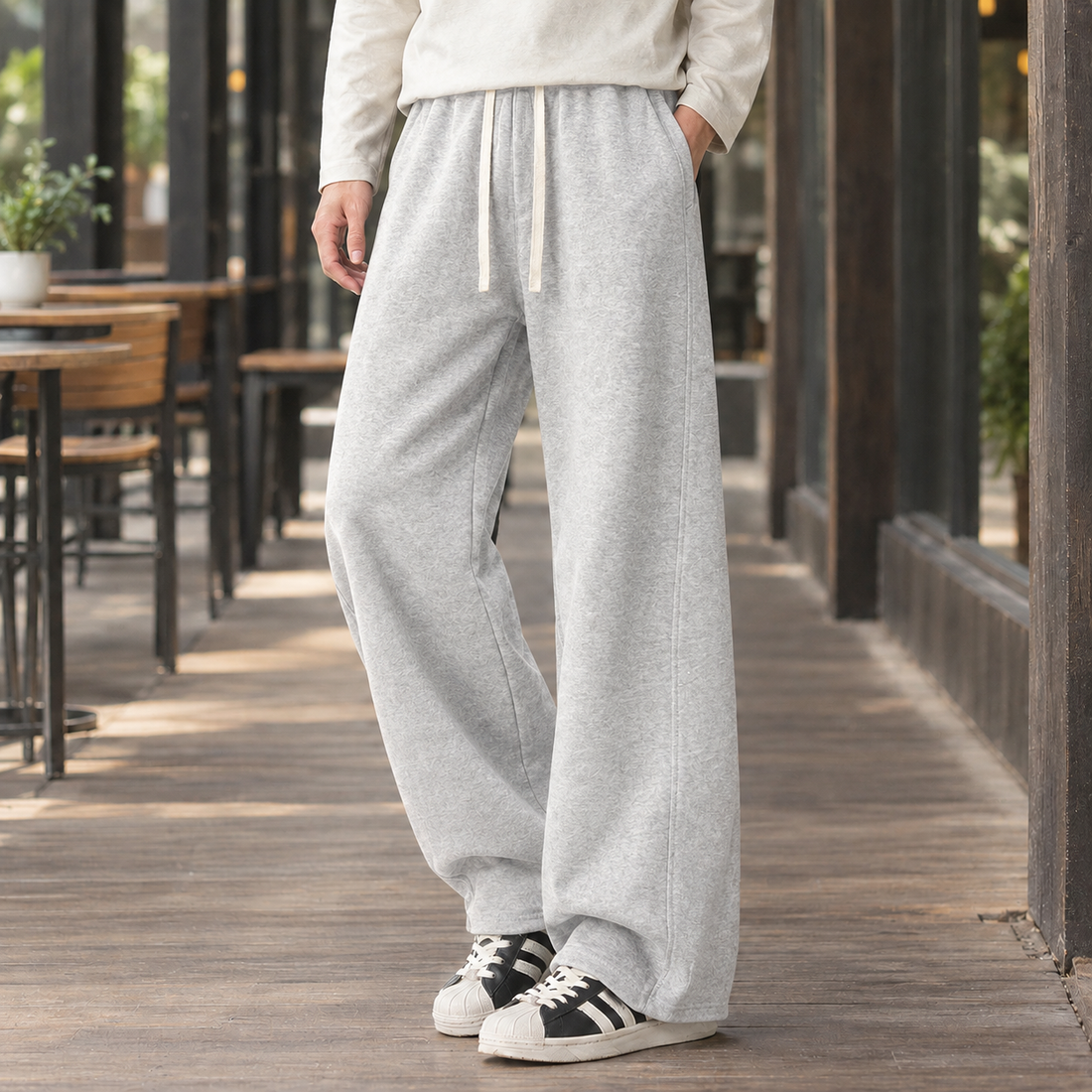Douglas Wide Leg Pants - Light Gray