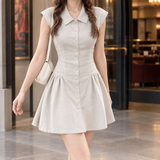 Riley-Kate Button-Front Dress - Beige