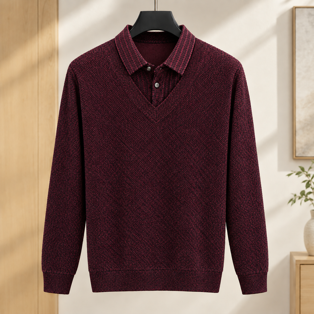 Patrick Textured Sweater - Purple Red