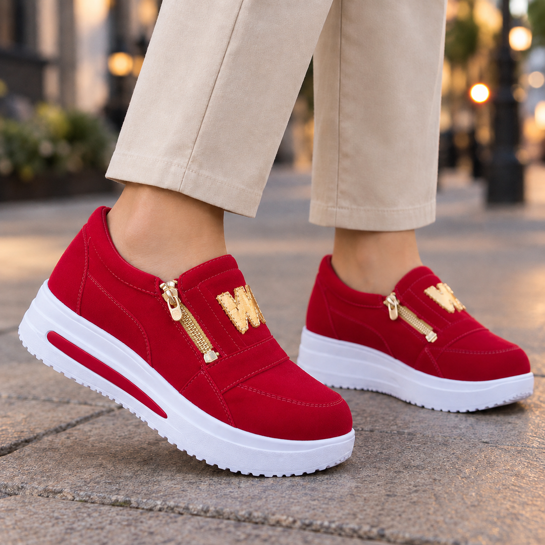 Rossi Wedge Sneakers - Red
