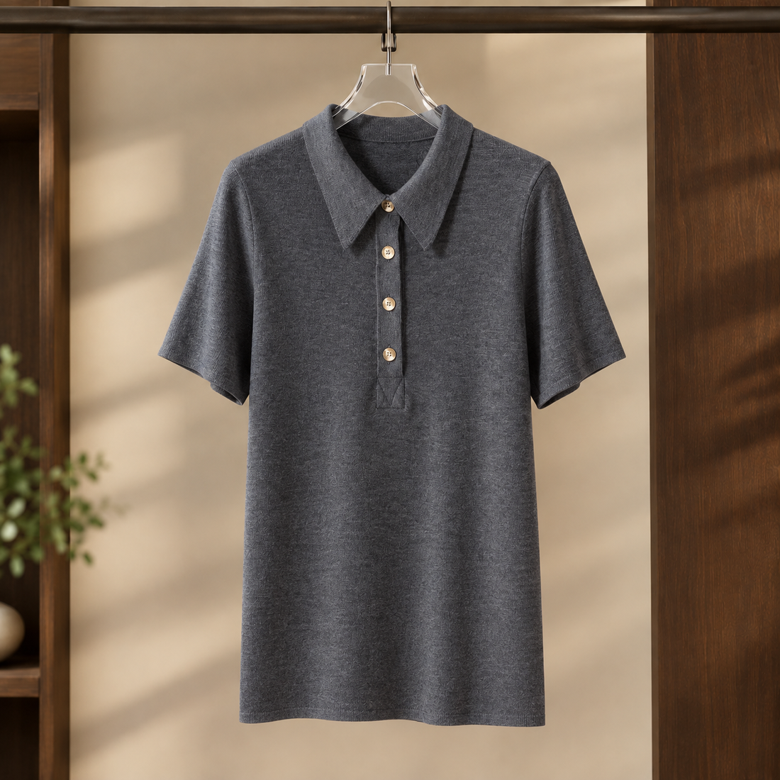 Katrina Polo Top - Gray