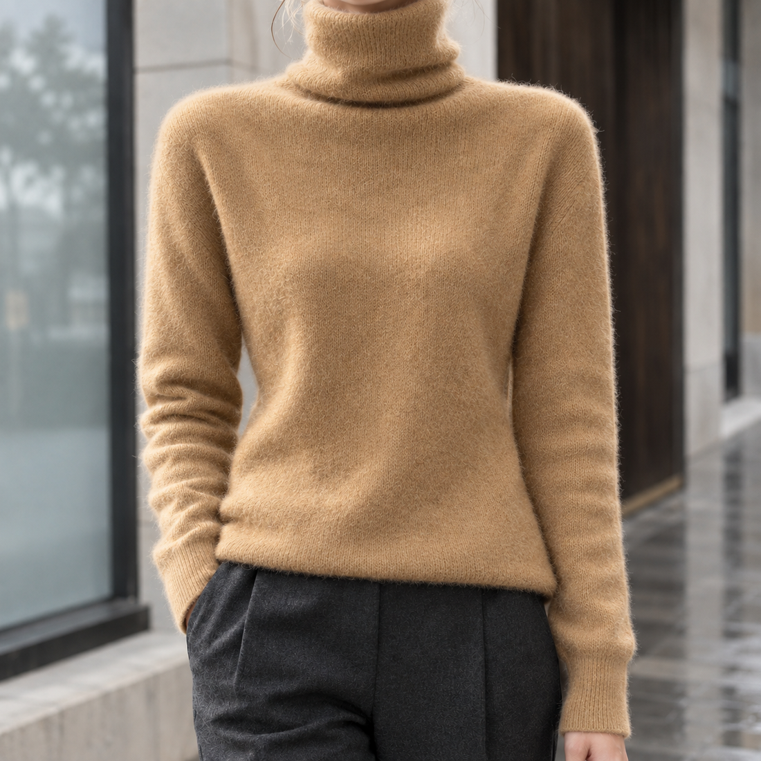 Godiva Turtleneck Sweater - Golden Camel